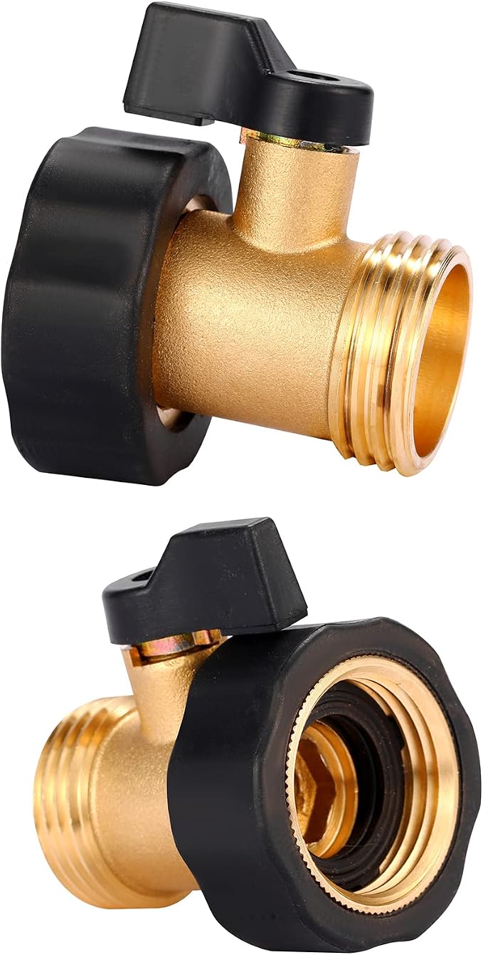 3 Pack 3/4" Brass Garden Hose Shut Off Valve | 1-Way Restricted-Flow Water Shut-Off, Fits 3/4 Inch Hose Connector