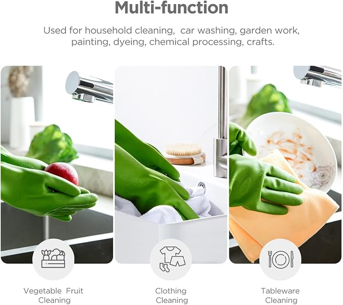 Dishwashing gloves 2 Pairs for kitchen,Rubber cleaning gloves,Long dish gloves reuseable.