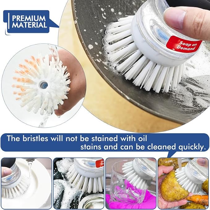 Palm Brush Refills for OXO Soap Dispensing Dish Brush | 8 Pack Cleaning Replacement Brush Head for OXO Palm Brush