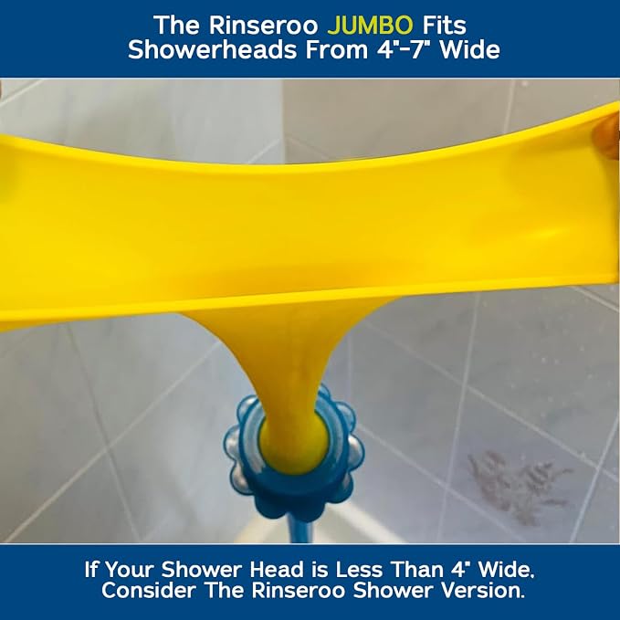 Rinseroo JUMBO Shower Cleaning Thing Slip-On Handheld Hose Attachment | 6 Ft Hose, Fits Up to 7" Shower Head, Fast Mess-Free Wall Rinsing, Converts Standard Shower to Handheld