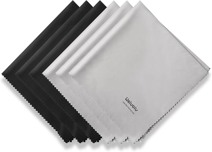 6PCS Large Eyeglass Cleaning Cloths, 12 x12 in Screen Cleaner | Large Size, Individually Wrapped, Easier to Grip and Use, Premium Microfiber Cleaning Cloth for Glasses, TV, Laptop Screens