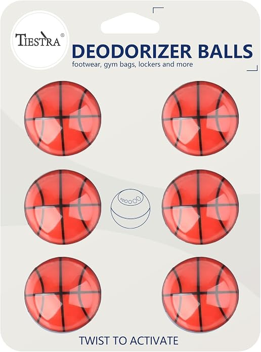 TIESTRA Shoe Deodorizer Balls (6 Pack) – Odor Eaters for Sneaker | Odor Eliminator Air Freshener for Closet, Locker, Gym Bag
