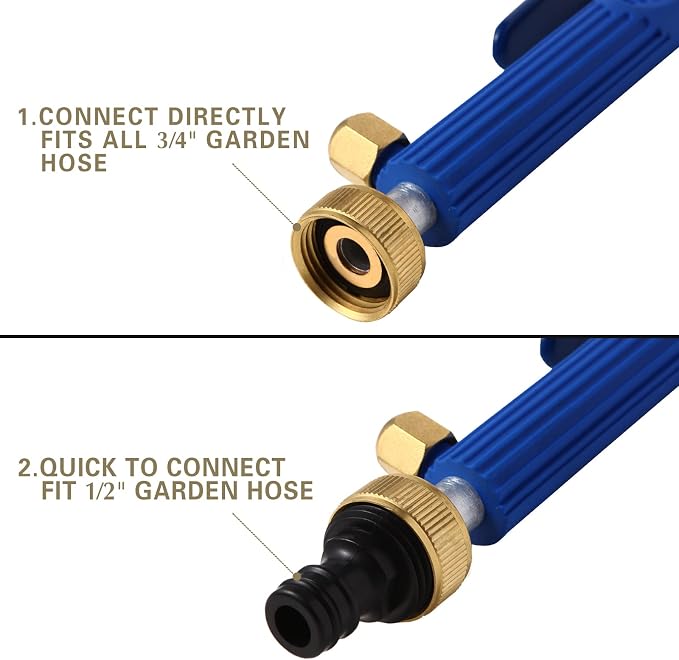 High Pressure Power Washer Wand, Hydro Jet Water Wand Pressure Sprayer,Flexible Garden Watering Wand with 3 Hose Nozzle Universal Hose End for Car Pet Window Patio Gutter Cleaning Tool Blue