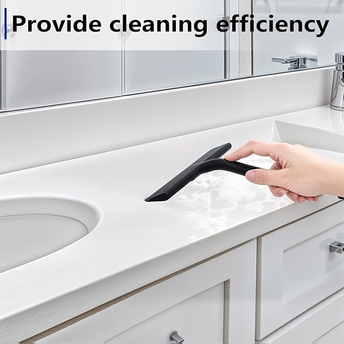 wlich 8 Inch Shower Squeegee, Silicone Squeegee for Glass Doors with 1 Hook | Streak-Free Cleaning, No-Drill Storage Hook, Non-Slip Handle, for Home, Hotel, Gym, Office Glass, Mirrors, Tiles, Windows
