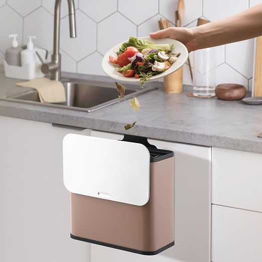 1.3 Gallon/5L Stainless Steel Step Trash Can, Soft Close Garbage Bin with Detachable Inner Bucket,Fingerprint Resistant,Dual-Use Waste & Recycling Container for Home Kitchen, Bathroom and Office