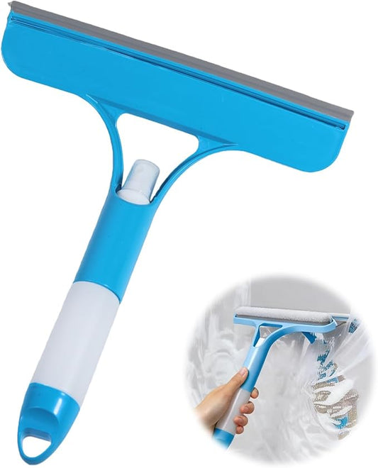 Window Squeegee with Spray Bottle, 3 in 1 Glass Cleaner for Shower Car