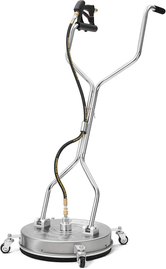 Dapper Supply 24 in. Pressure Washer Surface Cleaner in Stainless Steel w/Handles & Wheels, 4350 Max PSI, 3/8" Connector & 2 Adapters Ideal for Driveways, Sidewalks, Patios, Decks