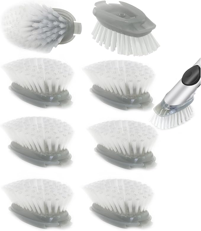Brush Refills for OXO Dish Brush | 8 Pack Dish Brush Cleaning Soap Dispensing Head Replacement for Scrubber(Grey)