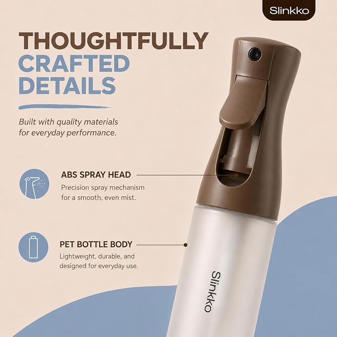 Mist Continuous Spray Bottle 150ml, Smoked Cocoa | Ultra Fine Continuous Mist, Leak Resistant, Refillable, For Styling, Plants & Cleaning, Ergonomic Design
