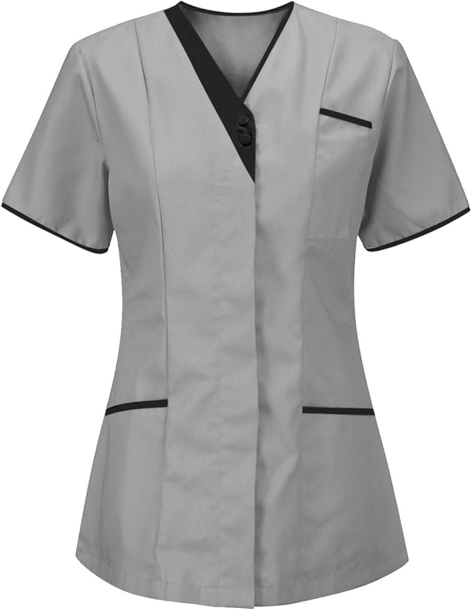 Housekeeping Uniforms - Scrub Tops for Women - Women's Lightweight Stretchy Scrubs for Cleaning Jobs Uniform