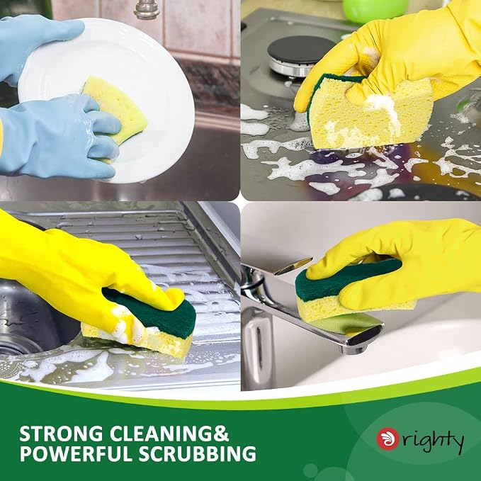 ORIGHTY Heavy Duty Scrub Sponges Kitchen Sponge, 24 Pack Cleaning Sponges | Powerful Scrubbing & Cleaning, Sponge for Washing Dishes, Kitchen Bathroom Cleaning, Absorbent & Rich Foam