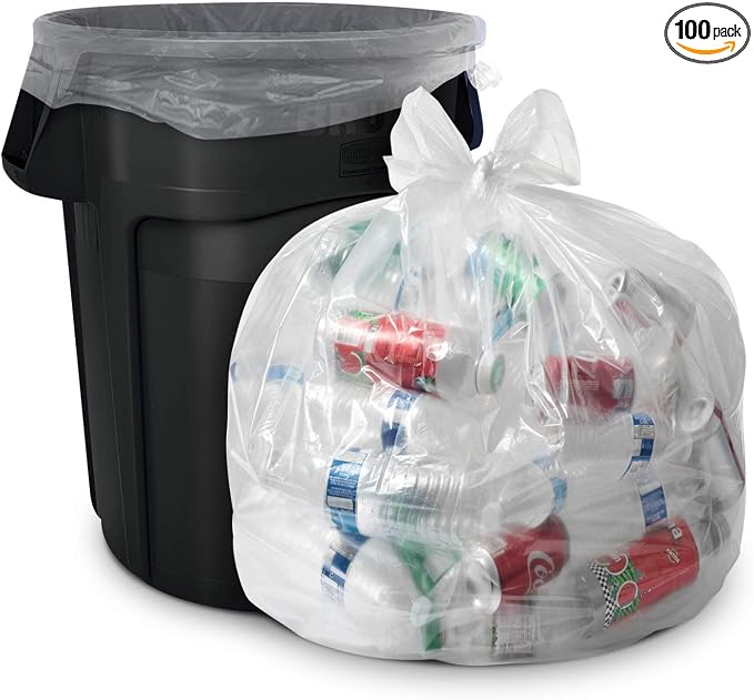 Aluf Plastics 45 Gal Clear Trash Bags, 1.5 MIL (EQ.), 40" x 46" (100 Pk)