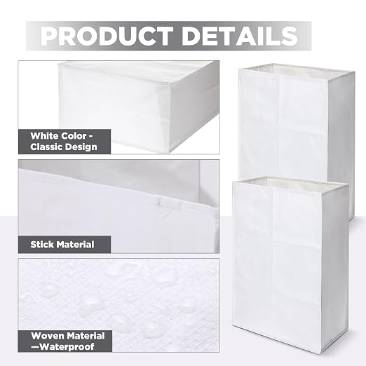 2 Pack 20 Gallon Disposable Trash Cans Reusable Garbage and Recycling Bins Trash Can Bin for Parties Events Wedding Birthday Activities, 28.4 Height x 18.5 Width x 10.6 Depth(White)