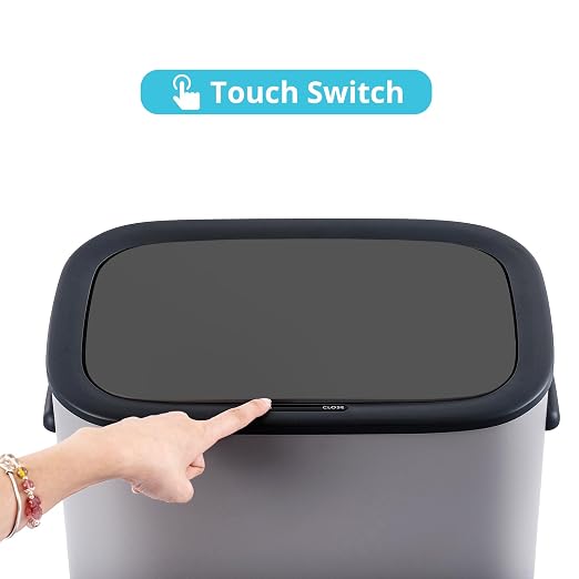 TrailBlaze Grey 50L/13 Gal Automatic Motion Sensor Trash Can with Lid, Dual Trash & Recycling Bin for Kitchen, Office, Bedroom, Bathroom