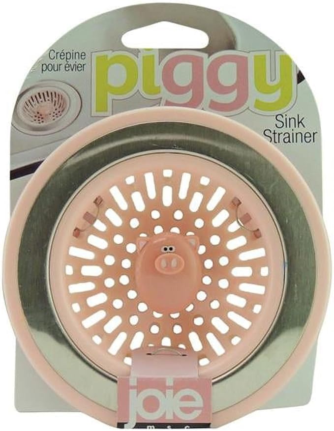 Joie Piggy Kitchen Sink Strainer Basket, Fits All Standard Sinks, Stainless Steel, Cute Garbage Disposal Drain Cover, 4.5-Inch, Pink Pig