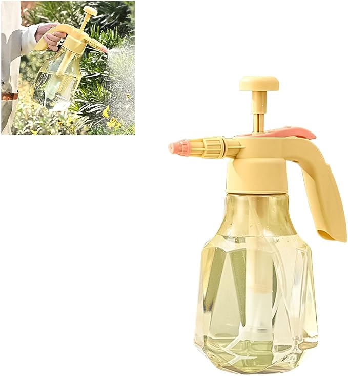 Pressure Sprayer, 1.5L Portable Pressurized Water Spray Bottle for Watering (Yellow)