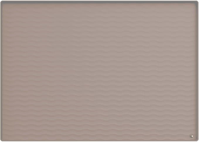 URMONA 34 x 22 in Waterproof Silicone Under Sink Mat, Cabinet Protector | Khaki, Under Kitchen Sink Mat, Kitchen Cabinet Liner, Bathroom Sink Protector, Pet Food Mat and Cat Litter Mat