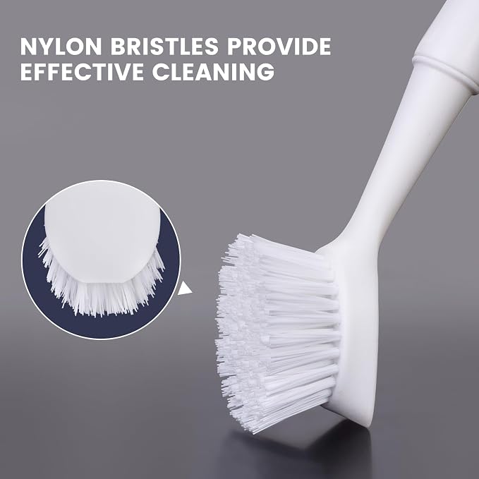 Dish Brush 2 Pack Dish Scrub Brush and 2 Pack Grout Brush | Kitchen Brushes for Dishes,Pots, Pans and Sinks Dish Brush with Handle Built-in Scraper