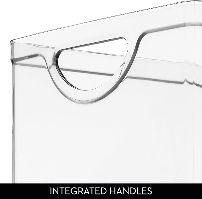 iDesign Plastic Stackable Kitchen Cabinet Storage Bin, Clear, 4-Pack | With Handles, Pantry Organizer