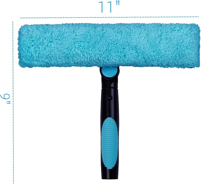 11" Window Squeegee & Microfiber Scrubber 2-in-1 Cleaning Tools | Attachment Only