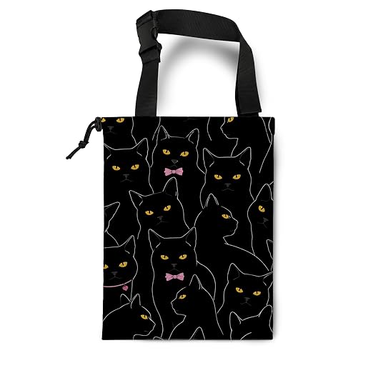 Coquette Black Cat Car Trash Bag Hanging for Back Seat | Canvas Drawstring Car Garbage Bag with Adjustable Buckle Vehicle Trash Can,Black Cat Lover Mom Gifts