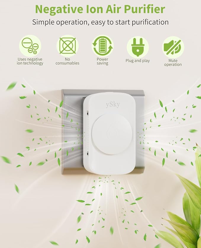 ySky Plug In Air Purifier for Home (3 packs), Negative Ion Air purifier,Quiet Ionizers Air Freshener for home,Bathroom,Bedroom,Portable Air Purifiers for Odor,Pet smell,Mini Air ionizers