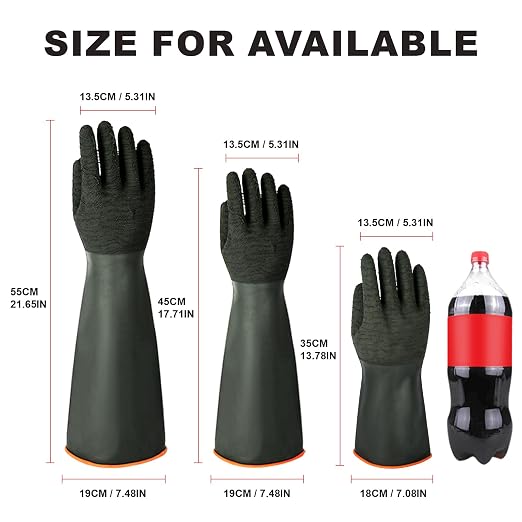North Tower Heavy Duty Rubber Gloves, Industrial Gloves,Black （14in,1 pair） | Long-lasting and Non-Slip Design,Flexible,Waterproof Reusable for Cleaning, Dishwashing,Industrial and Auto Care. ﻿