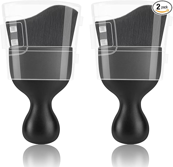 Amrules 2 Pcs Car Interior Detailing Brush Cleaning Tools, Black | Soft Bristles Gently Clean Dust & Dirt, Gentle on Surfaces, for Dash, Leather, Skylight & Vents, Lightweight, Easy to Use