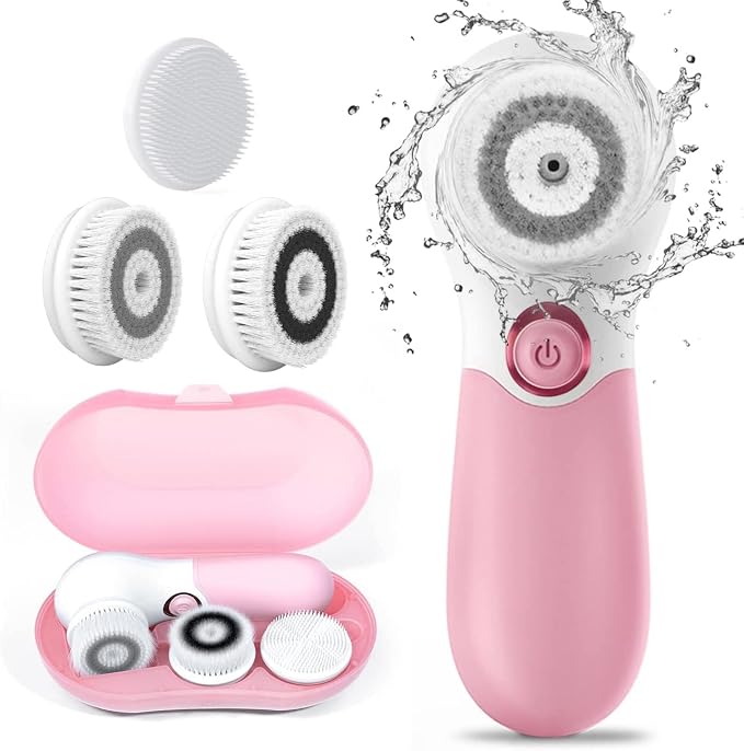 TOUCHBeauty Spin Brush Face Cleanser with 3 Brush Heads for Deep Cleansing Exfoliation and Massaging