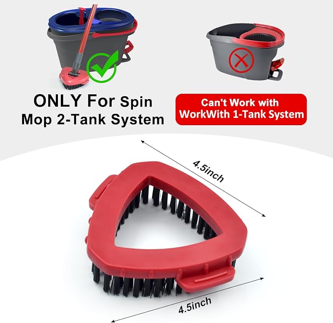 Scrub Brush Mop Head Replacement for O Cedar RinseClean 2 Tank System Spin Mop Head Base,Scrubber Mop Brush Head for Ocedar Mop Scrub Brush Head Hard Bristle Scrub Brush Floor Cleaning, Not for 1 Tank