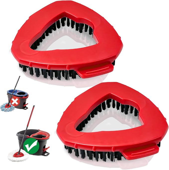 Spin Mop Scrub Brush Head Compatible with EasyWring 1-Tank System, 2 Pack | Heavy Duty Scrubbing Brush Attachment, Removes Stubborn Dirt & Grime, Ideal for Tile, Tub, Bathroom and Kitchen Floor