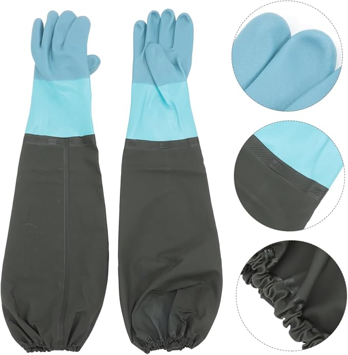 Luxshiny Waterproof Long Rubber Gloves for Cleaning Elbow Length Heavy Duty Work Gloves Sturdy Gardening Extended Cuff for Kitchen and Household Use