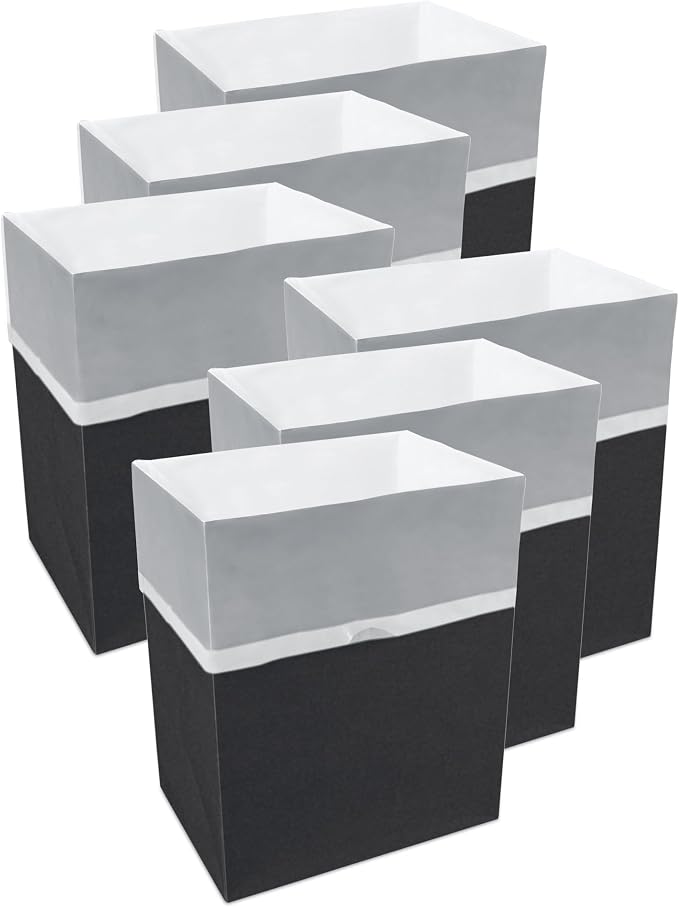 Clean Cubes 13 Gallon Disposable Pop-Up Trash Cans, 6-Pack (Black) | One Pack Covers the Whole Party, Place a Bin in Every Corner, No Assembly, Built-In Liner, Toss the Whole Bin When Full