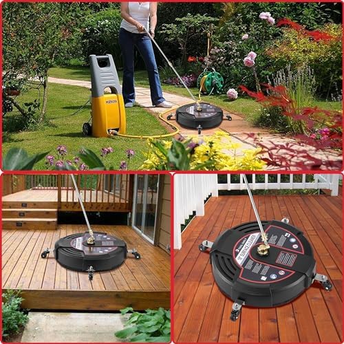 Tool Daily 18” Surface Cleaner for Pressure Washer with 4 Wheels, 40 Degree Surface Cleaner Tips