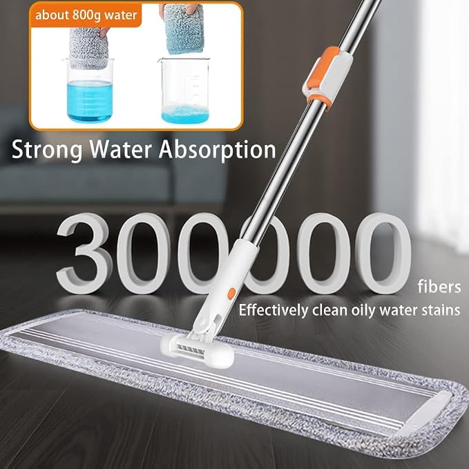 Washable Microfiber Pads 32" Replacement 6 Pack Fit for Most Flat Mop Frame | Commercial Reusable Refill,Machine Washable,Dry Wet Mops.Hardwood Floors,Dust Cleaning&Scrubbing