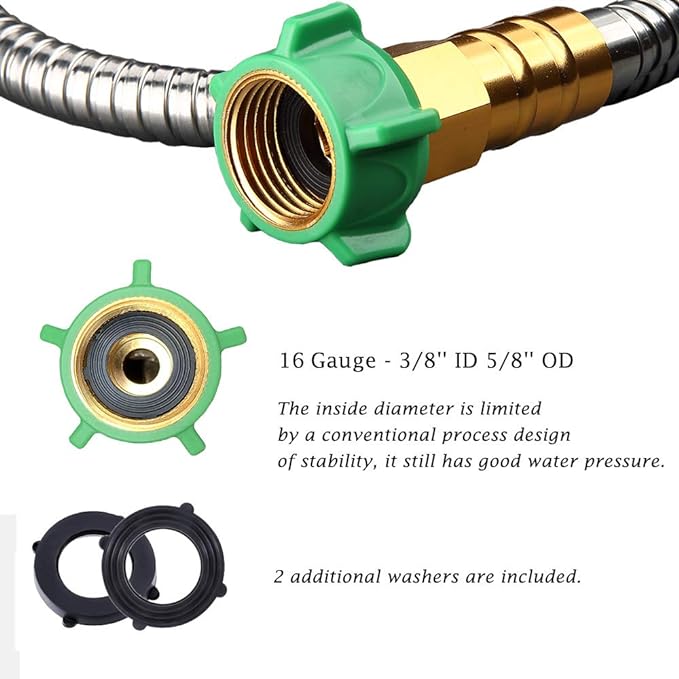 BEAULIFE 304 Stainless Steel Metal Garden Hose 25 Feet with Brass Garden Hose Nozzle Flexible, Portable & Lightweight Kink Free Garden Water Outdoor Hose