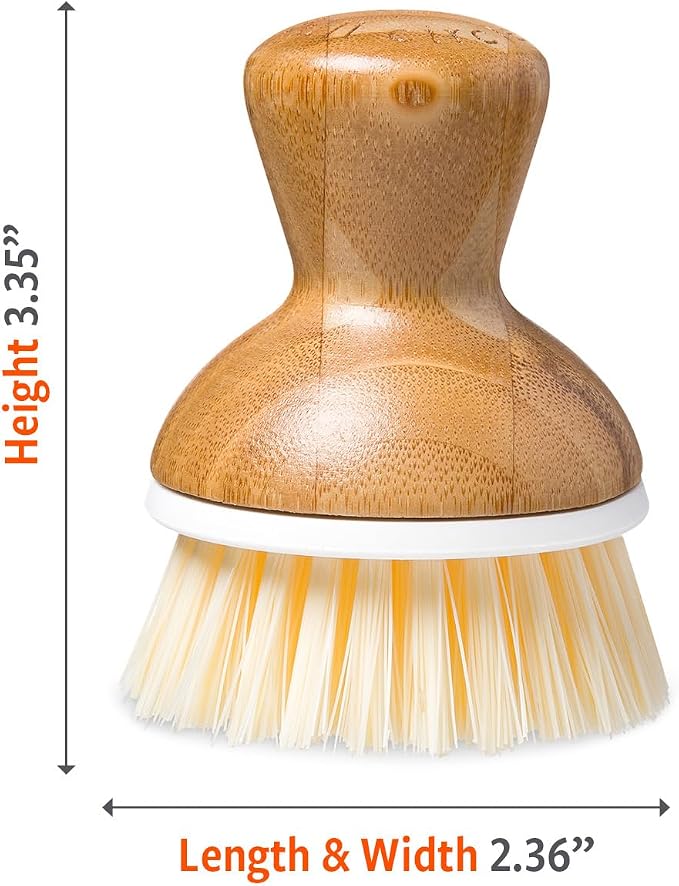 Full Circle Bubbly Palm Brush, Dish Scrub Brush for Nonstick, White, 2pk | Family-safe & formaldehyde-free, with an ergonomic handle for effortless cast iron, nonstick & sink cleanup.