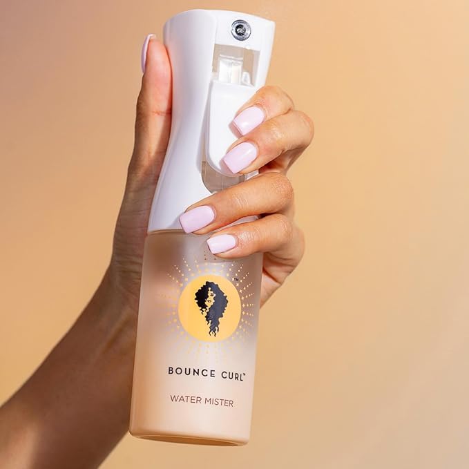 Bounce Curl Fine Mist Water Spray Bottle for Curly Wavy Natural Hair, Continuous Mist for Curl Refresh and Hydration, Wash and Go