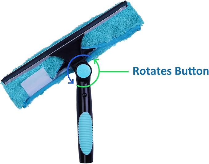 9pcs 11" Window Squeegee & Microfiber Scrubber 2-in-1 Cleaning Tool | Attachment Only