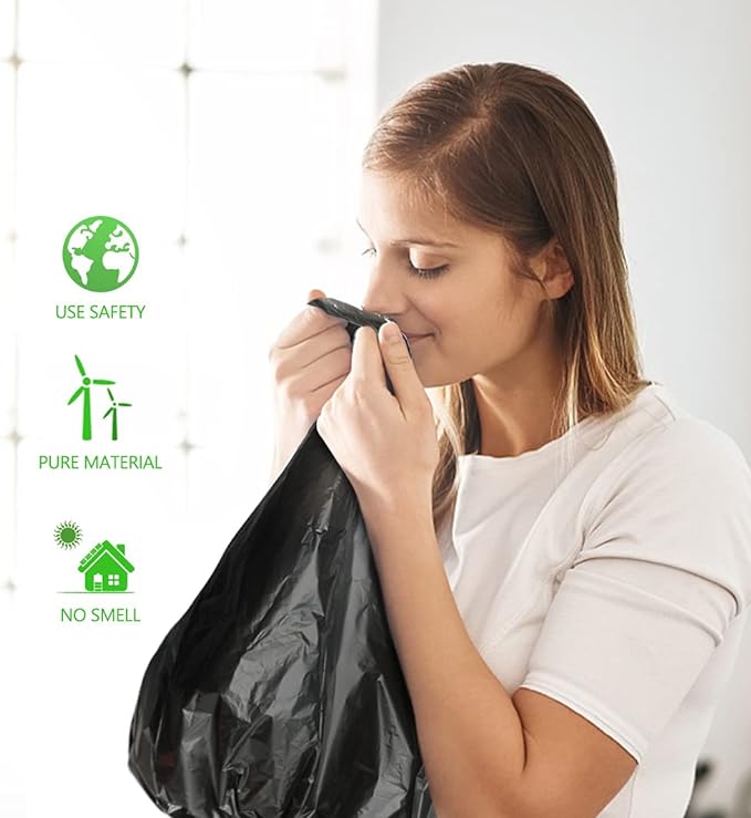 Teivio Mini Black Trash Bags 0.5 Gallon 300 Count 11"x12" Bathroom | Fit 1-2 Liters,0.8 Gal,Leakproof,Tiny Plastic Garbage Bags,Desktop Can Liners for Kitchen Bathroom Office Car dog poop