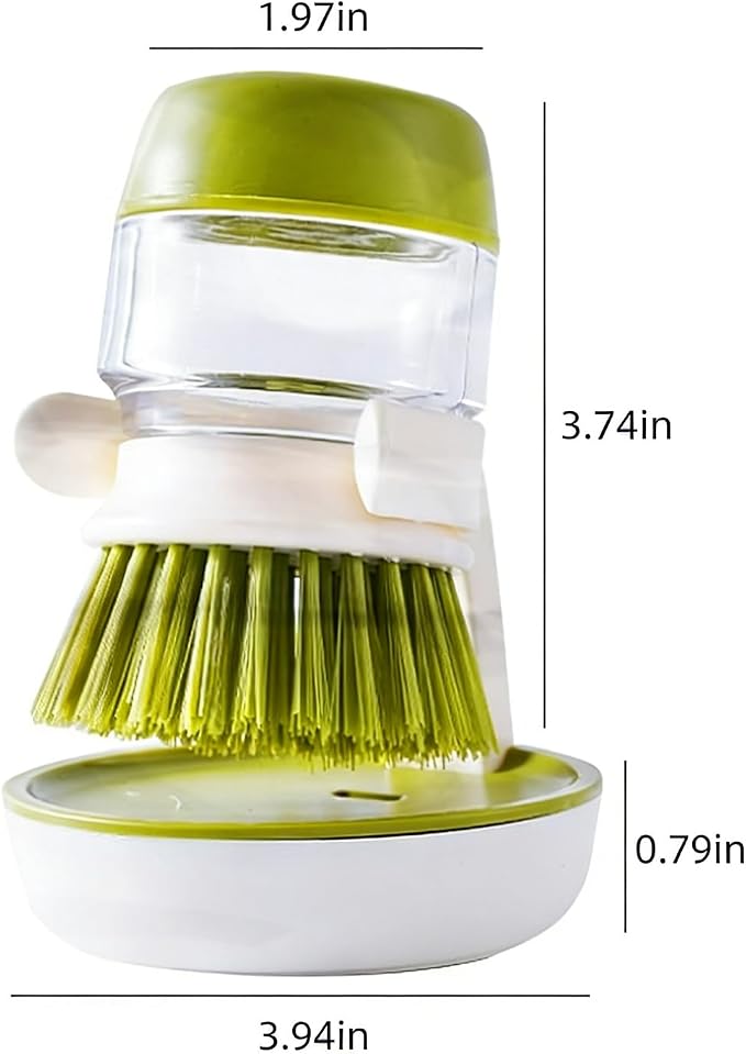 Dish Scrubber with soap Dispenser,ABS Bristle Material,Kitchen Brush with Holder for Pot Pan Sink Cleaning Green