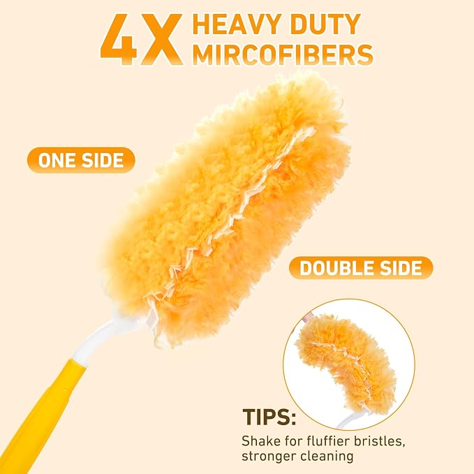360° Duster Refills Kit for Swiffer Duster, 25 Pack & 1 Handle, Multi-Surface Dusters with 4X Cleaning Power. Efficient Duster Kit for Cleaning Pet Home, Office, Blinds, Furniture and More