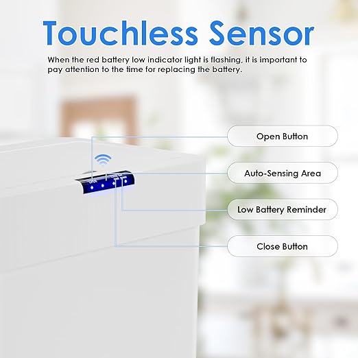 Sensor Trash Can, Touchless Motion Sensor Trash Bin | Smart Automatic Garbage Can with Soft-Close Lid, Bag Retainer Ring and Display Light, for Kitchen, Office (White, 18.5 Gal)