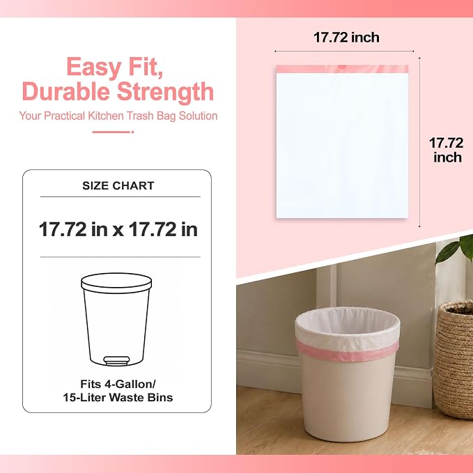 100Ct 4 Gallon Small Trash Bags, Cherry Blossom Garbage Bags, Scented Trash Bags, Odor Resistant with Drawstring