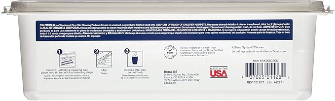 Bona Hardwood Floor Disposable Wet Cleaning Pads, 12 Count Pack of 2