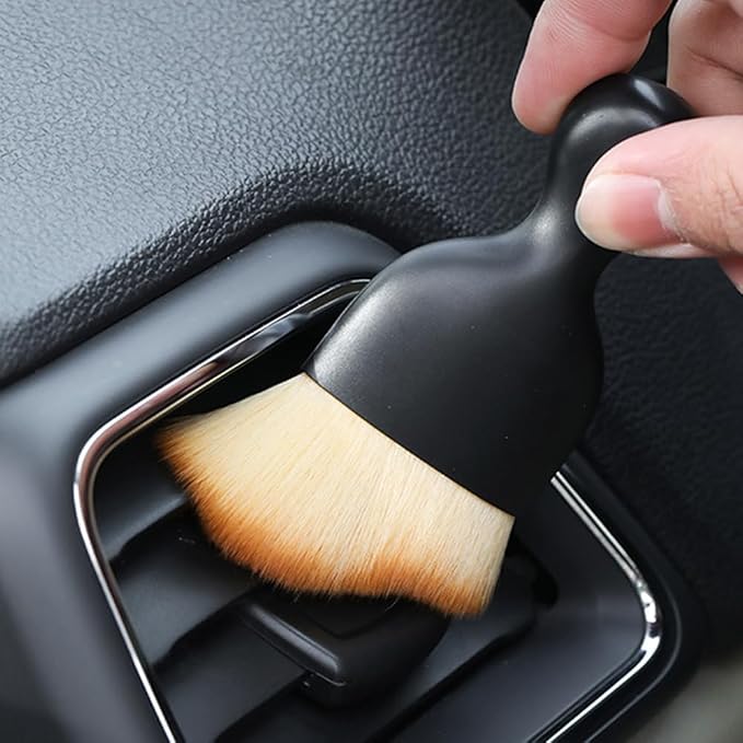 2 Pcs Car Detailing Brush, Car Interior Wash Brush Cleaning Brush, Yellow | Car Brush Ideal for Exterior, Dashboard, AC Vents, Leather & Engines, Soft Bristles