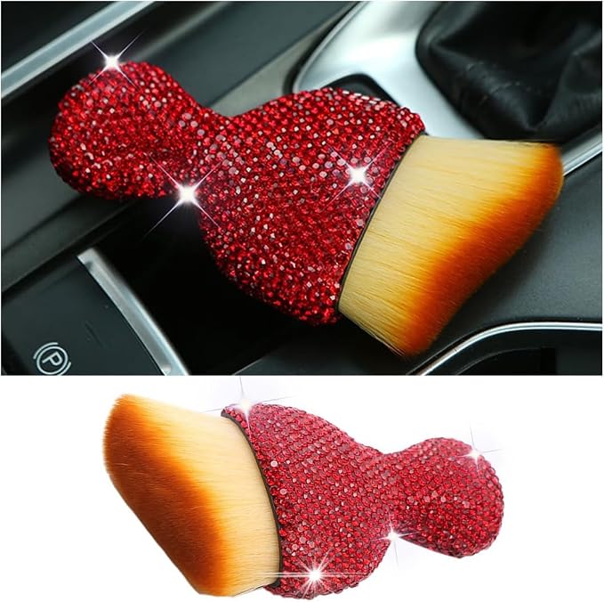 zipelo Diamond-Handle Car Detailing Dust Brush, Red | soft synthetic bristles, beveled profile reaches narrow gaps, scratch-free wet or dry use, compact storage, cleaning tools