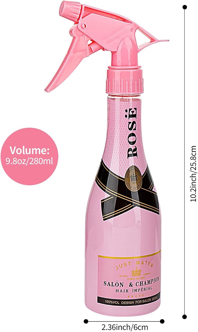 YOUNGFLY 9.8oz Fine Mist Spray Bottle, Pink Rose Champagne | 280ml Empty Trigger Water Mister, Continuous Atomizer for Salon, Barber Hair Styling, Plants & Home Cleaning