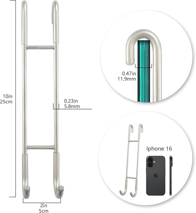 NINETREX Shower Door Hooks, Towel Hooks Frameless Glass Door, 10", 2 Pack | Heavy Duty SUS 304 Stainless Steel, for Towels Squeegee Loofah Shaver Robe, Bathroom Storage, Brushed Nickel