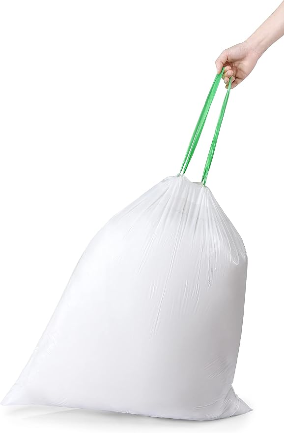 TYPLASTICS Tall Kitchen Drawstring Trash Bags, 13 Gallon, 110 Count | 24in x 27in, Unscented